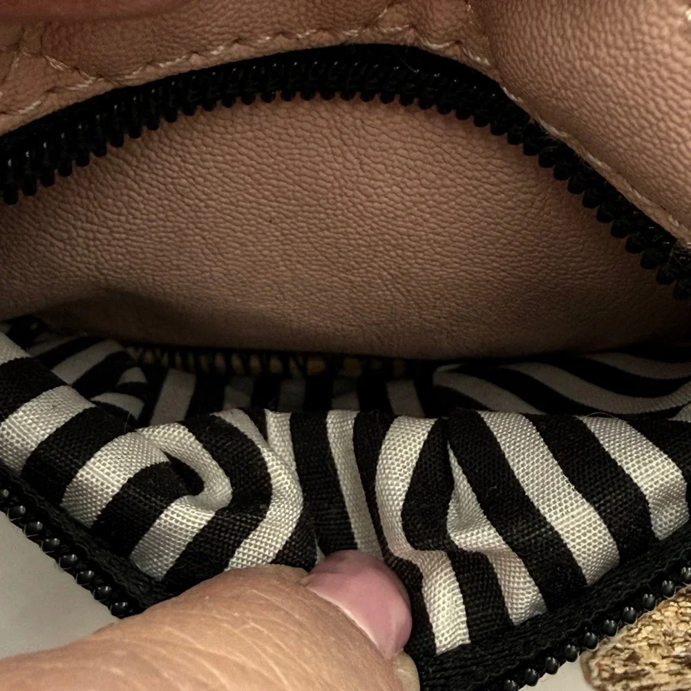 LUV‎ Betsey by Betsey Johnson Pink Black Quilted Mini Backpack Gold Lip Charm